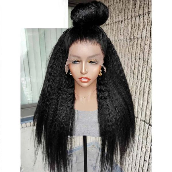 synthetic wigs lace front black color wig middle part heat resist fiber soft long kinky straight hair for women
synthetic wigs lace front black color wig middle part heat resist fiber soft long kinky straight hair for women