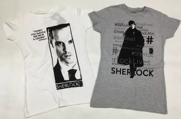 bbc sherlock 2 shirt combo pack moriarty quote & # sherlock lives t-shirt nwt, White;black
bbc sherlock 2 shirt combo pack moriarty quote & # sherlock lives t-shirt nwt, White;black
