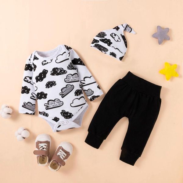 clothing sets toddler baby boy girls cartoon clouds pattern bodysuit romper jumpsuit pants hat long sleeve 3pcs outfit set infant cloth, White
clothing sets toddler baby boy girls cartoon clouds pattern bodysuit romper jumpsuit pants hat long sleeve 3pcs outfit set infant cloth, White