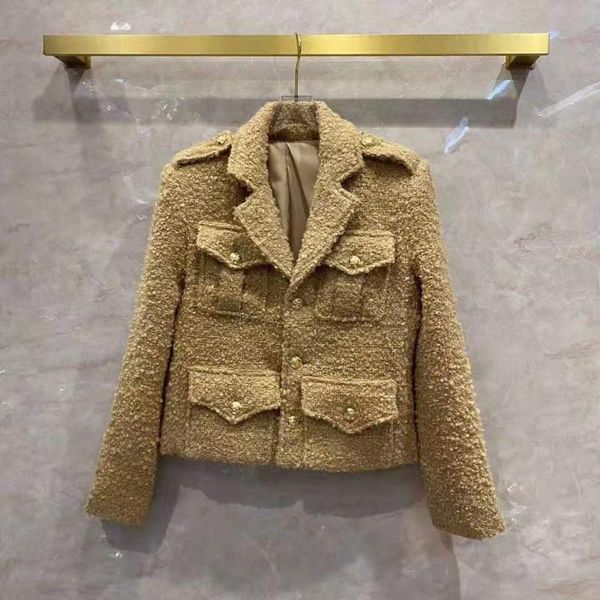 women's wool & blends american european and clothing 2021 winter style long sleeved suit collar fashionable pocket tweed coat, Black
women's wool & blends american european and clothing 2021 winter style long sleeved suit collar fashionable pocket tweed coat, Black