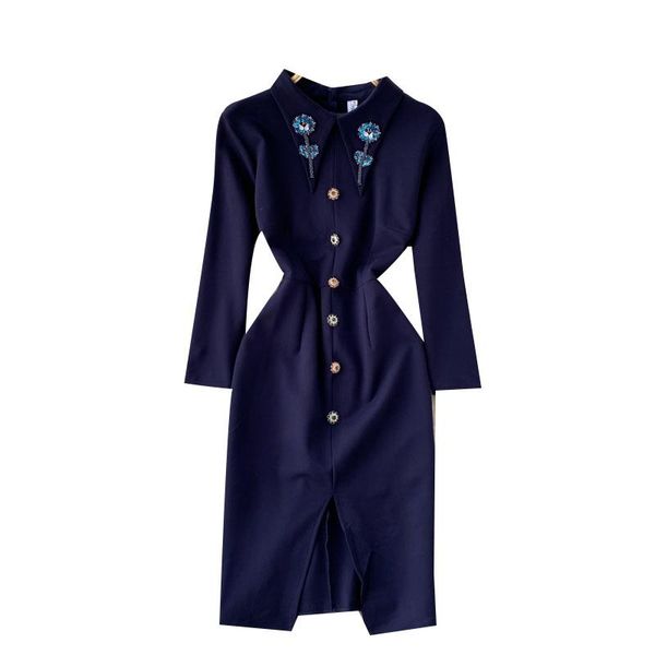 casual dresses high-quality banquet dress female autumn 2021 solid color retro beaded lapel temperament runway, Black;gray
casual dresses high-quality banquet dress female autumn 2021 solid color retro beaded lapel temperament runway, Black;gray