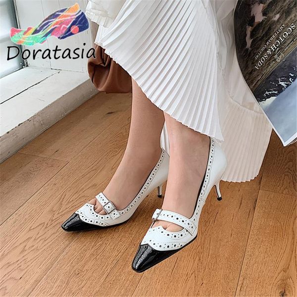dress shoes doratasia retro girl pointed toe buckle belt slip on shallow pumps spring genuine leather women casual woman, Black
dress shoes doratasia retro girl pointed toe buckle belt slip on shallow pumps spring genuine leather women casual woman, Black