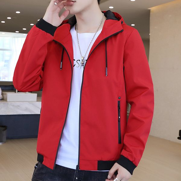 spring and autumn men's casual jacket youth fit hooded red baseball jacket, Black;brown
spring and autumn men's casual jacket youth fit hooded red baseball jacket, Black;brown