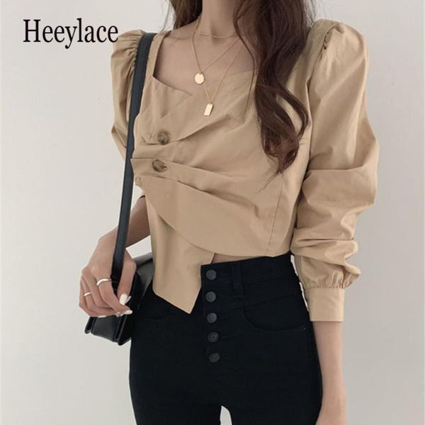 chic high waist draped short blouse pleated irregular solid blusas mujer puff sleeve england vintage square collar women's blouses & sh, White
chic high waist draped short blouse pleated irregular solid blusas mujer puff sleeve england vintage square collar women's blouses & sh, White