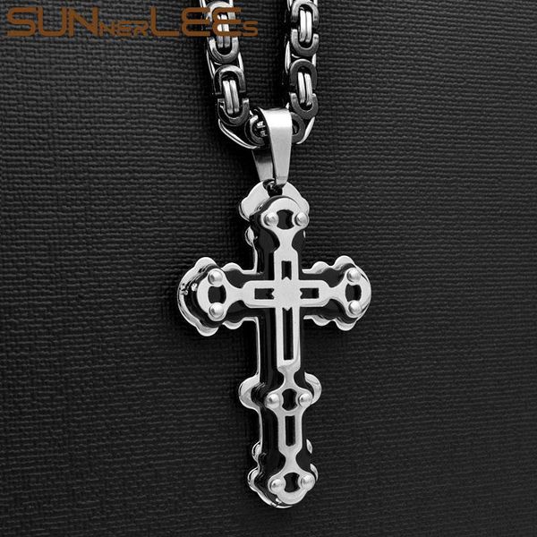 pendant necklaces sunnerlees 316l stainless steel jesus christ cross necklace byzantine link chain men boys gift sp234, Silver
pendant necklaces sunnerlees 316l stainless steel jesus christ cross necklace byzantine link chain men boys gift sp234, Silver