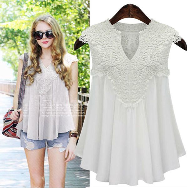 women's blouses & shirts size -5xl ladies women sleeveless chiffon slim lace tees shirt 0e1c, White
women's blouses & shirts size -5xl ladies women sleeveless chiffon slim lace tees shirt 0e1c, White