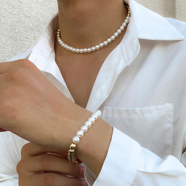 chokers shixin imitation beaded pearl choker necklace bracelet for women short white pearls men fashion jewelry set 2021, Golden;silver
chokers shixin imitation beaded pearl choker necklace bracelet for women short white pearls men fashion jewelry set 2021, Golden;silver