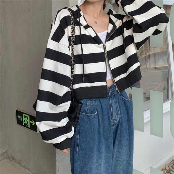 women's hoodies & sweatshirts 2021 korean striped long sleeve sweatshirt hooded student jacket zipper hoodie women, Black
women's hoodies & sweatshirts 2021 korean striped long sleeve sweatshirt hooded student jacket zipper hoodie women, Black