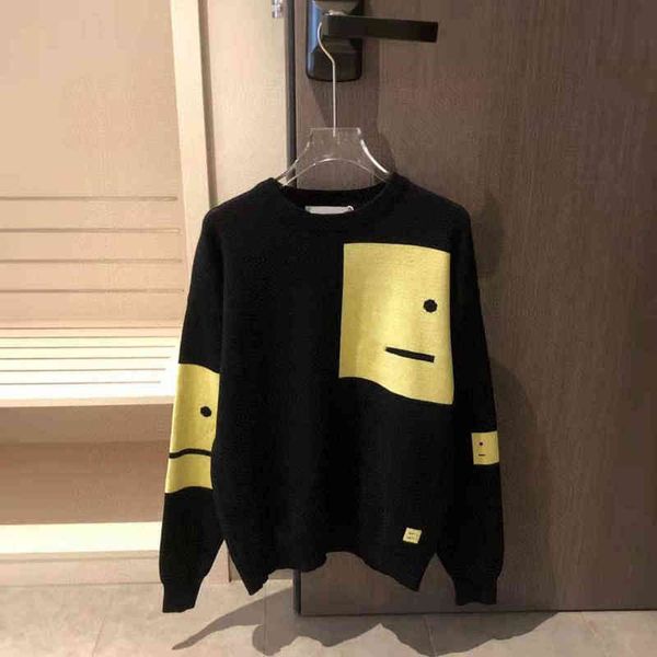 2022 factory wholesale new autumn fashion lazy wind round neck knitted temperament commuter pullover asymmetric smiling face couple sweater, Black;gray
2022 factory wholesale new autumn fashion lazy wind round neck knitted temperament commuter pullover asymmetric smiling face couple sweater, Black;gray