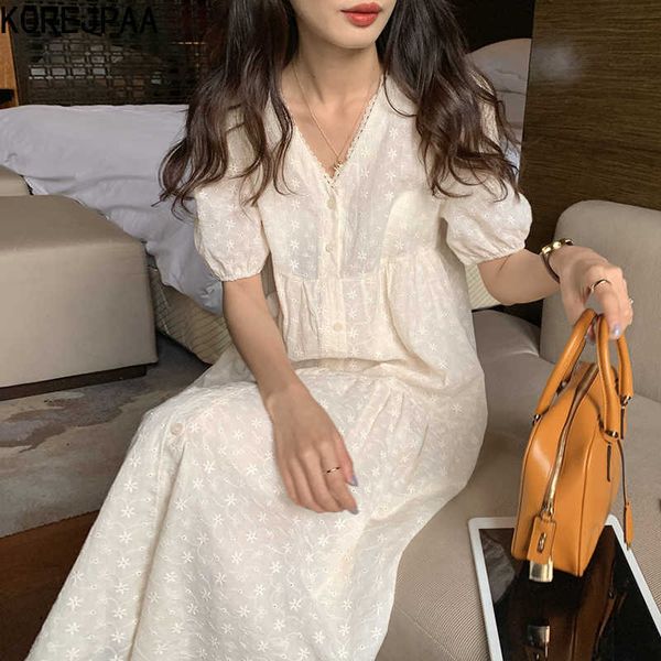 korejpaa women dress summer korean chic vintage elegant v neck embroidery lace hook single breasted loose casual dresses 210526, Black;gray
korejpaa women dress summer korean chic vintage elegant v neck embroidery lace hook single breasted loose casual dresses 210526, Black;gray