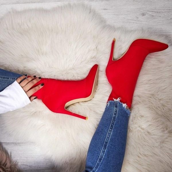 boots pointed toe sock boot red blue high heel ankle slip on stretch shallow dress shoes quality drop ship, Black
boots pointed toe sock boot red blue high heel ankle slip on stretch shallow dress shoes quality drop ship, Black