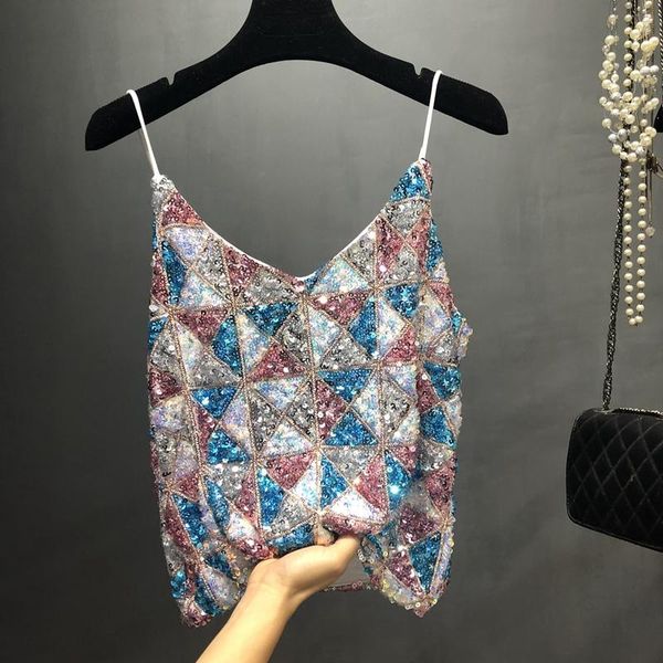 women's tanks & camis 2021 summer high-end diamonds geometric color patch sequined chic backless spaghetti holiday shiny slim camisole, White
women's tanks & camis 2021 summer high-end diamonds geometric color patch sequined chic backless spaghetti holiday shiny slim camisole, White