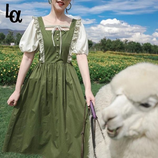 summer japanese kawaii green dress women french vintage sweet cross bubble sleeve fit chic slim midi es 210519, Black;gray
summer japanese kawaii green dress women french vintage sweet cross bubble sleeve fit chic slim midi es 210519, Black;gray