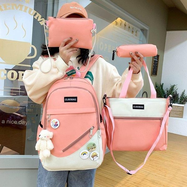 backpack 4-piece design canvas for teenagers 2021 fashion women campus school bag solid color lappen sac a dos
backpack 4-piece design canvas for teenagers 2021 fashion women campus school bag solid color lappen sac a dos