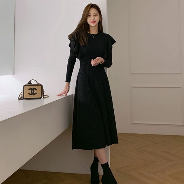 dress spring women knitted midi dressed fashion frilly black sleeve nightgown office lady leotard long gown, Black;gray
dress spring women knitted midi dressed fashion frilly black sleeve nightgown office lady leotard long gown, Black;gray