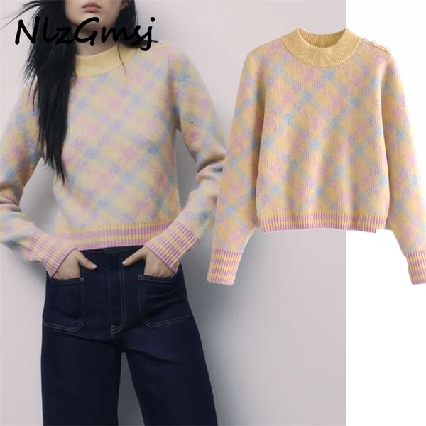 sweater woman knit argyle women long sleeve o neck jewel buttons at shoulder pullover female fashion rib 210628, White;black
sweater woman knit argyle women long sleeve o neck jewel buttons at shoulder pullover female fashion rib 210628, White;black