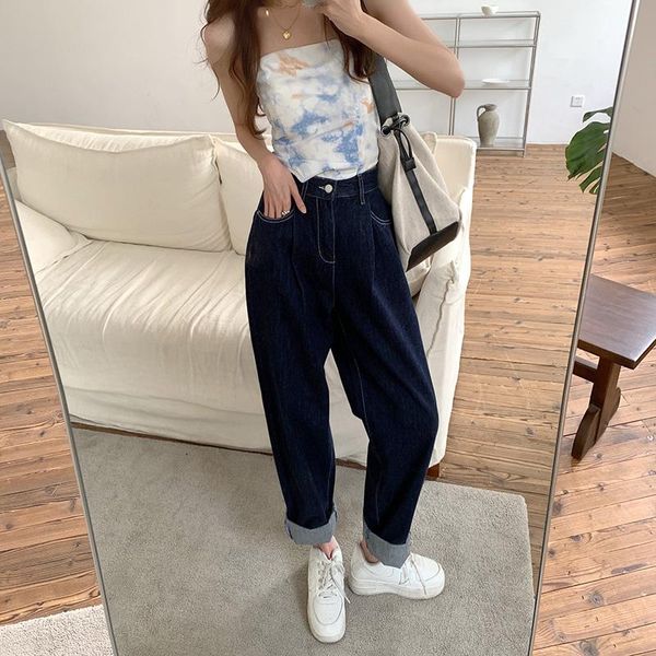 women's jeans s-xl 2colors 2021 summer korean bf style women denim pants high waist straight long trousers female(72870), Blue
women's jeans s-xl 2colors 2021 summer korean bf style women denim pants high waist straight long trousers female(72870), Blue