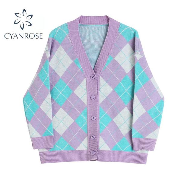 women's knits & tees argyle cardigan women knitted sweater loose single breasted v-neck lovely knitwear korean sweaters spring autumn, White
women's knits & tees argyle cardigan women knitted sweater loose single breasted v-neck lovely knitwear korean sweaters spring autumn, White