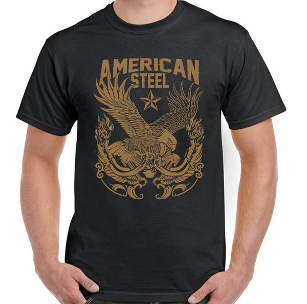 american steel mens t-shirt biker bike motorcycle eagle, White;black 
american steel mens t-shirt biker bike motorcycle eagle, White;black
