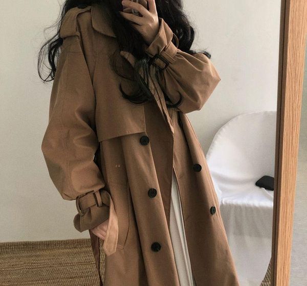 women's trench coats chic women coat casual long outerwear loose overcoat autumn winter fashion double-breasted windbreaker femme, Tan;black
women's trench coats chic women coat casual long outerwear loose overcoat autumn winter fashion double-breasted windbreaker femme, Tan;black