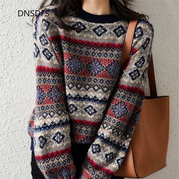 women's sweaters thick autumn winter clothes warm striped flower print thickened retro sweater pullover loose bottoming shirt, White;black
women's sweaters thick autumn winter clothes warm striped flower print thickened retro sweater pullover loose bottoming shirt, White;black