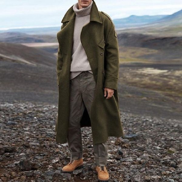 men's wool & blends retro winter coat men long trench casual brown warm streetwear jacket outerwear 2021, Black
men's wool & blends retro winter coat men long trench casual brown warm streetwear jacket outerwear 2021, Black