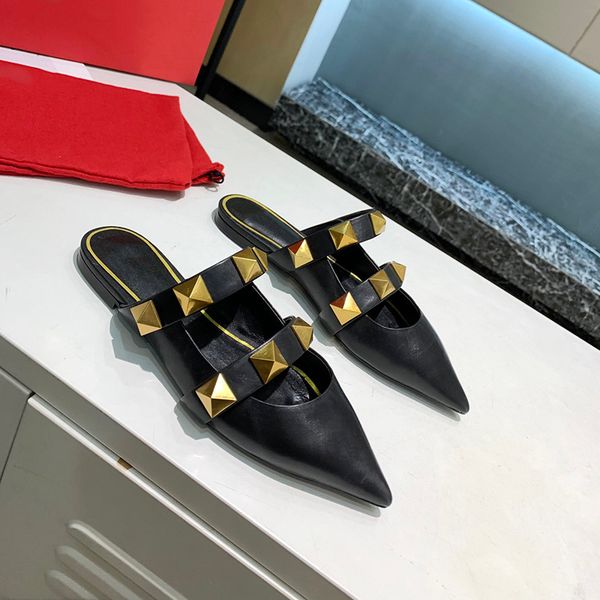 2021 italy designerss women sandals vg gold rivet slipper 6.5cm high heels flat heel sliders calfskin all-match stylist shoes with, Black
2021 italy designerss women sandals vg gold rivet slipper 6.5cm high heels flat heel sliders calfskin all-match stylist shoes with, Black