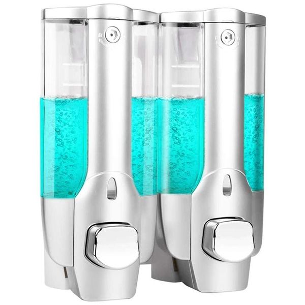 liquid soap dispenser 350ml wall mount dispenser, double container for chamber kitchen bathroom waterproof clog-drip-free
liquid soap dispenser 350ml wall mount dispenser, double container for chamber kitchen bathroom waterproof clog-drip-free