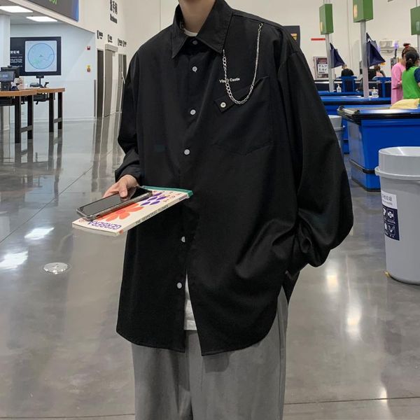 men's casual shirts 2021 men's black/white color chain loose long sleeve fashion streetwear camisa masculina size -2xl, White;black
men's casual shirts 2021 men's black/white color chain loose long sleeve fashion streetwear camisa masculina size -2xl, White;black