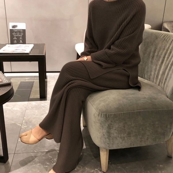 pants women's suits winter fashionable knitted loose thick sweaters wide leg pants trousers two-piece set, Black;white
pants women's suits winter fashionable knitted loose thick sweaters wide leg pants trousers two-piece set, Black;white