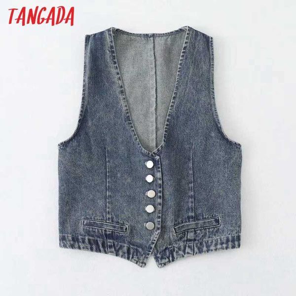 tangada women vintage blue denim waistcoat vest v neck sleeveless female 5b12 210609, Black;white
tangada women vintage blue denim waistcoat vest v neck sleeveless female 5b12 210609, Black;white
