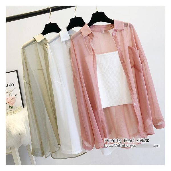 women's blouses & shirts korean style loose shirt hong kong flavor women chiffon sunscreen air-conditioning jacket fashion, White
women's blouses & shirts korean style loose shirt hong kong flavor women chiffon sunscreen air-conditioning jacket fashion, White