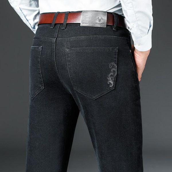 men's jeans 2021 autumn and winter business casual straight-leg fashion pocket embroidered denim trousers men, Blue
men's jeans 2021 autumn and winter business casual straight-leg fashion pocket embroidered denim trousers men, Blue