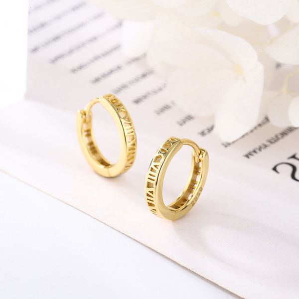 s925 sterling silver roman digital hollow earrings for women's versatile trend earrings temperament letter, Golden
s925 sterling silver roman digital hollow earrings for women's versatile trend earrings temperament letter, Golden