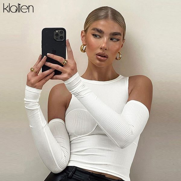 t shirt 2021 spring autumn casual solid rib knit slim removable sleeves women t-shirt new fashion street office lady skinny tee, White
t shirt 2021 spring autumn casual solid rib knit slim removable sleeves women t-shirt new fashion street office lady skinny tee, White