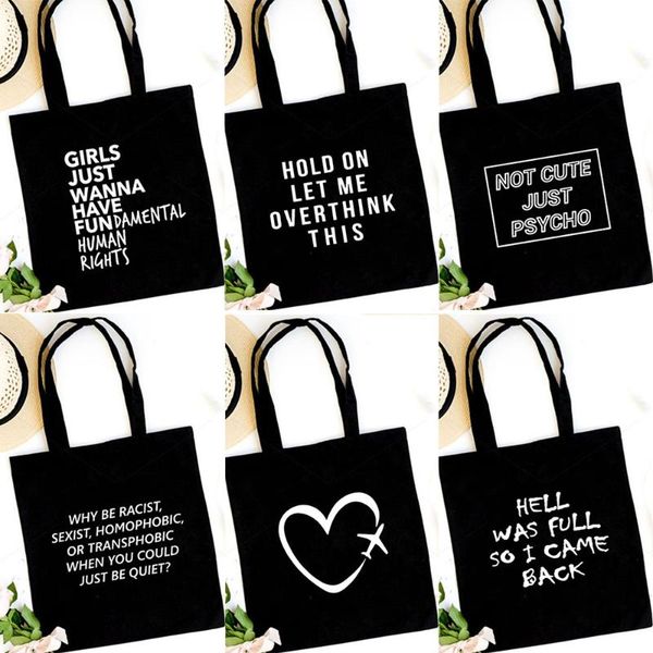 fashion reusable shopping bag women cloth tote black shopper shoulder handbag harajuku vintage travel teacher student book storage bags
fashion reusable shopping bag women cloth tote black shopper shoulder handbag harajuku vintage travel teacher student book storage bags