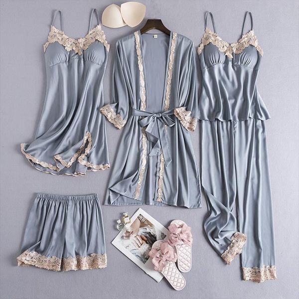 5pc silk robe femme womens sleepwears sleep suit lace satin pajamas gown set cami nighties wear home nightwear spring nightdress, Black;red
5pc silk robe femme womens sleepwears sleep suit lace satin pajamas gown set cami nighties wear home nightwear spring nightdress, Black;red