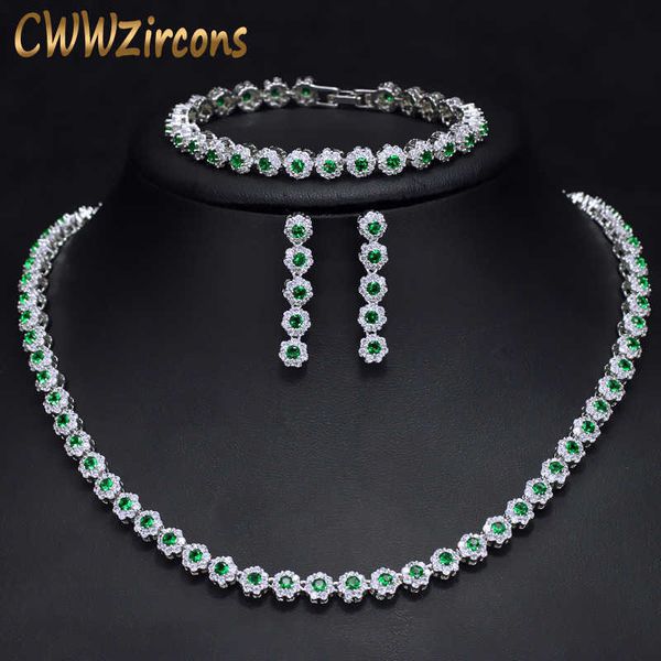 3 pcs cz green crystal bracelet necklace and earrings sets luxury women wedding accessories bride jewelry set t030 210714, Silver
3 pcs cz green crystal bracelet necklace and earrings sets luxury women wedding accessories bride jewelry set t030 210714, Silver