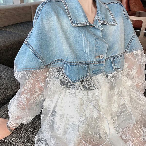 spring autumn women korean fashion stitching lace embroidered coat turn-down collar single-breasted denim jacket y334 women's jackets, Black;brown
spring autumn women korean fashion stitching lace embroidered coat turn-down collar single-breasted denim jacket y334 women's jackets, Black;brown