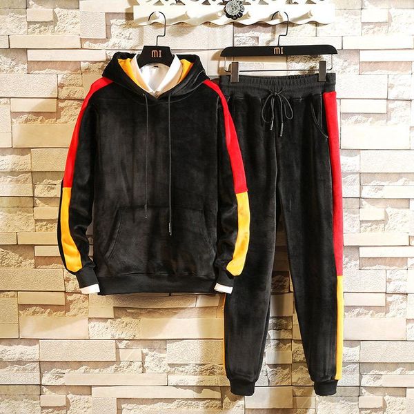 men's tracksuits casual loose sweater gold velvet sports korean style tide brand suit, Gray
men's tracksuits casual loose sweater gold velvet sports korean style tide brand suit, Gray