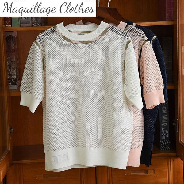women's t-shirt summer fashion brand hollow-out t-shirts chic knitting tee for women b746, White
women's t-shirt summer fashion brand hollow-out t-shirts chic knitting tee for women b746, White