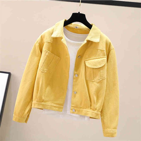 women's jackets candy-colored denim women spring autumn korean long sleeve student vintage jeans loose short outerwear g292 hgkx, Black;brown
women's jackets candy-colored denim women spring autumn korean long sleeve student vintage jeans loose short outerwear g292 hgkx, Black;brown