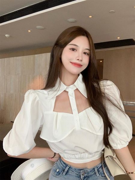 women's blouses & shirts white blouse high waist navel puff sleeve hollow shirt female design summer hole half
women's blouses & shirts white blouse high waist navel puff sleeve hollow shirt female design summer hole half