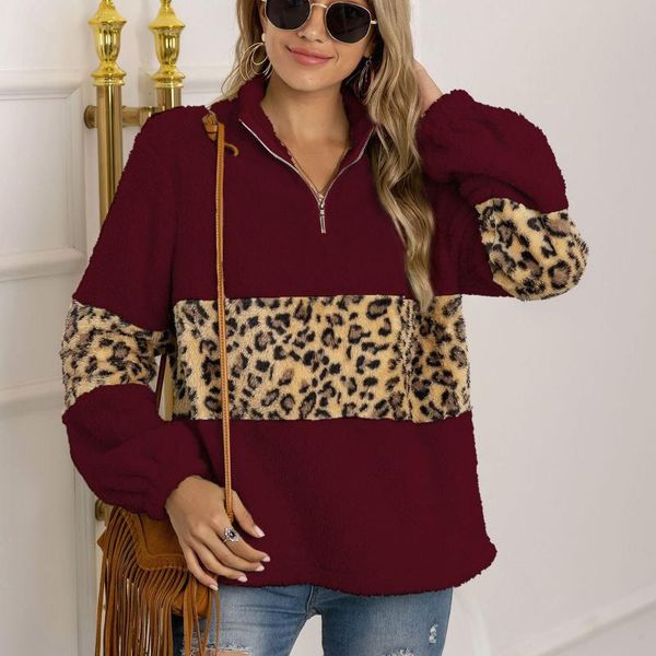 women's hoodies & sweatshirts ladies casual leopard print plus velvet thickening long sleeve zipper pullover stand-up collar plush coat, Black
women's hoodies & sweatshirts ladies casual leopard print plus velvet thickening long sleeve zipper pullover stand-up collar plush coat, Black