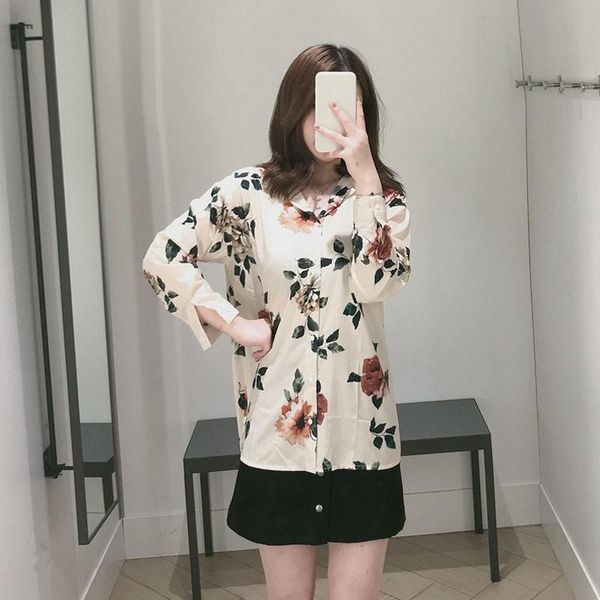 women spring summer shirt lapel long sleeve floral print ladies turndown neck casual blouse women's blouses & shirts, White
women spring summer shirt lapel long sleeve floral print ladies turndown neck casual blouse women's blouses & shirts, White