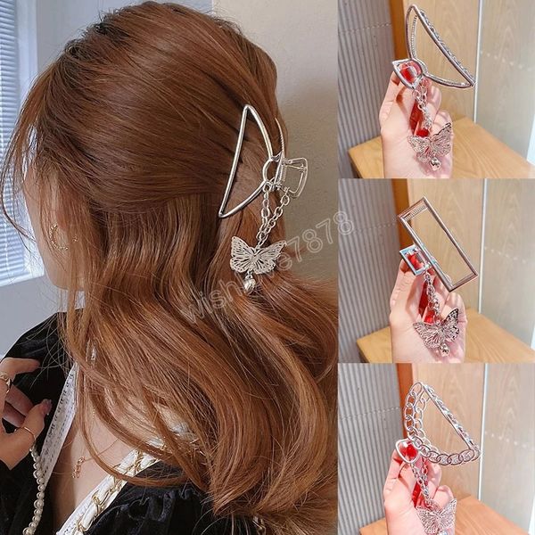 2022 retro butterfly pendant hair claw for women sliver trendy hollow out geometric metal chain hair accessories, Slivery;golden
2022 retro butterfly pendant hair claw for women sliver trendy hollow out geometric metal chain hair accessories, Slivery;golden