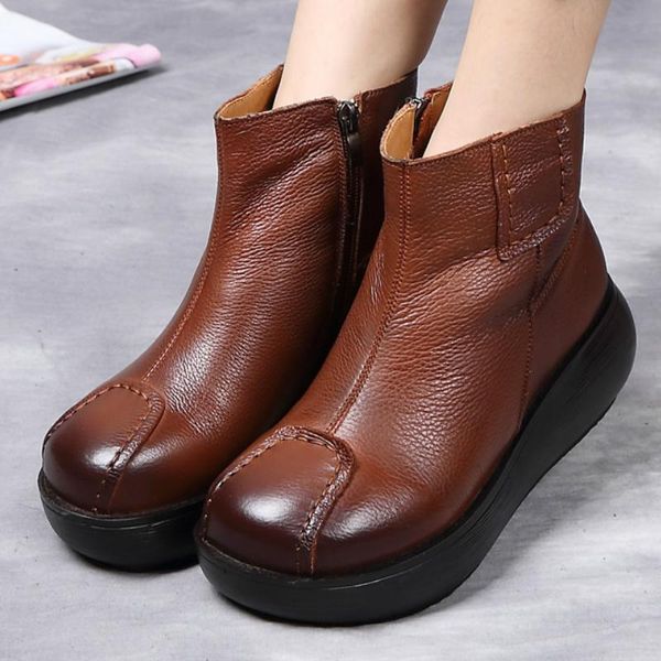 boots retro design split leather women ankle snow warm fur lining platform wedge heel zip vintage mature casual shoes ladies, Black
boots retro design split leather women ankle snow warm fur lining platform wedge heel zip vintage mature casual shoes ladies, Black