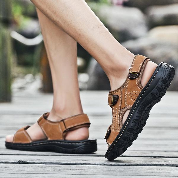 sandals 2021 men's summer leather casual beach shoes soft bottom large size baotou and slippers men, Black
sandals 2021 men's summer leather casual beach shoes soft bottom large size baotou and slippers men, Black