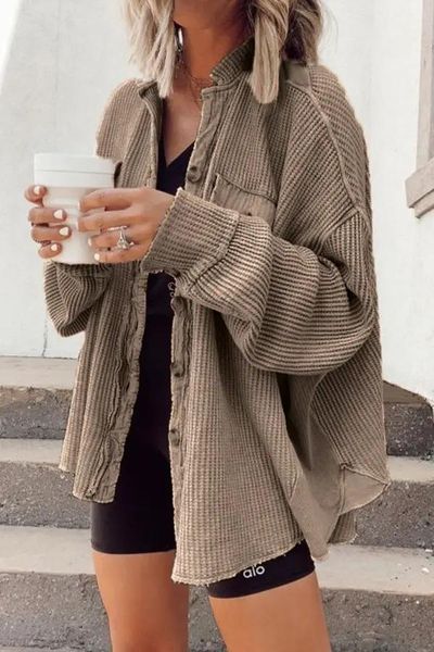 women's jackets soft turn-down collar fashion casual shirt coat pocket patching irregular jacket women outwear 2021 autumn coats, Black;brown
women's jackets soft turn-down collar fashion casual shirt coat pocket patching irregular jacket women outwear 2021 autumn coats, Black;brown