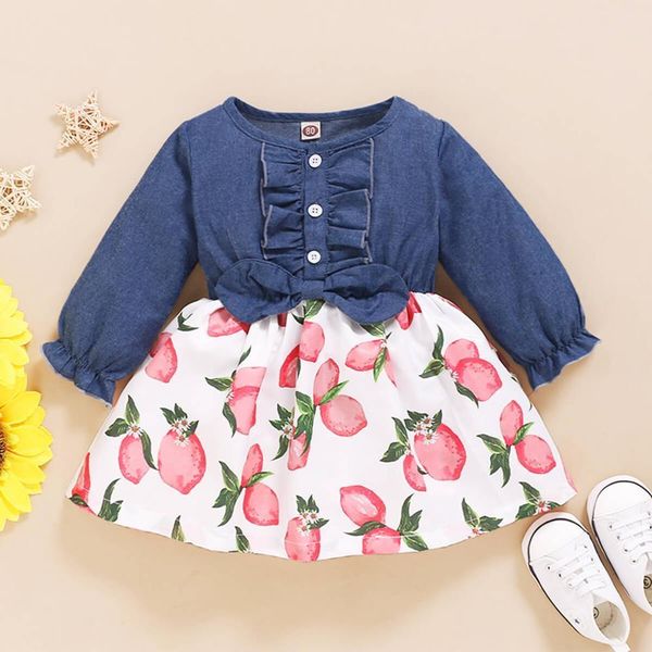 girl's princess dresses for little girls baby girl clothes 3-6 months long sleeve denim bow-tie flower print cute fall outfit 1026, Red;yellow
girl's princess dresses for little girls baby girl clothes 3-6 months long sleeve denim bow-tie flower print cute fall outfit 1026, Red;yellow